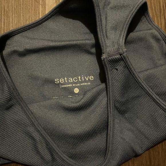 SET ACTIVE Blue One Shoulder Leggings/Sports Bra Set (Top Medium- Bottom Small) - Picture 4 of 4